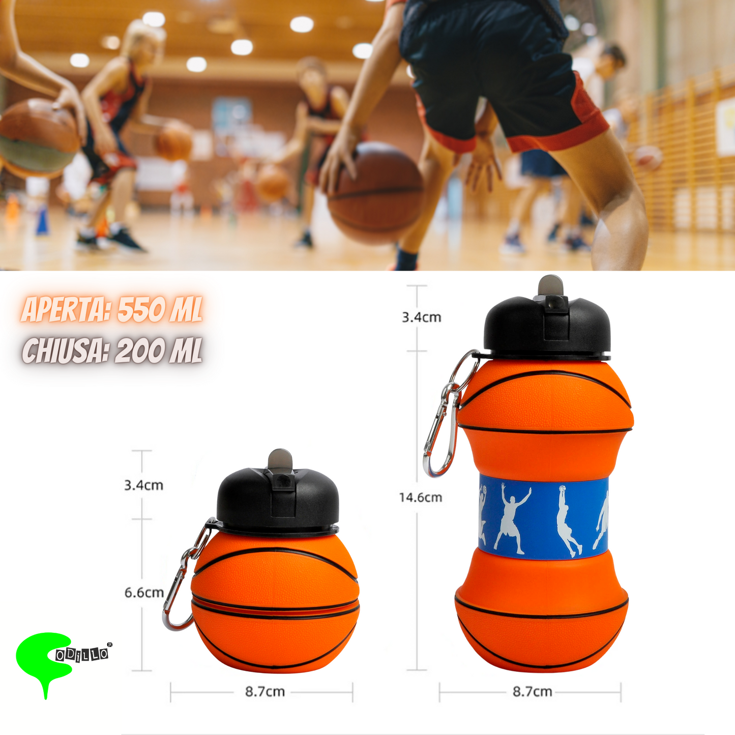 Borraccia CODiLLO Versione Basket (Colore Arancione)